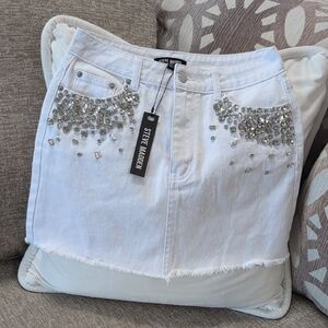 Steve Madden White Skirt with Silver Accents Brand New